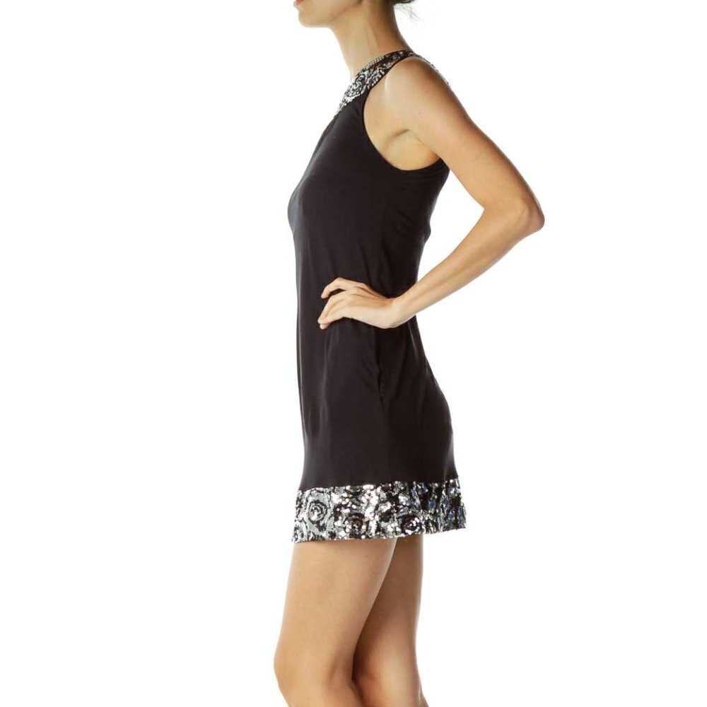 Express Black Sequin Detailed Dress - Picture 2 of 3